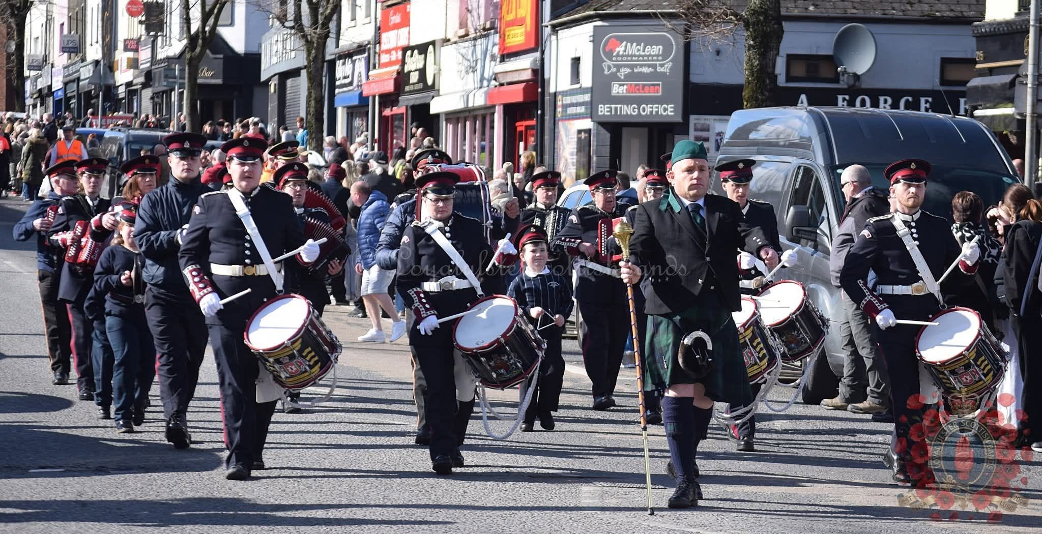 Parkinson Accordion Band marching with accordion players and drummers